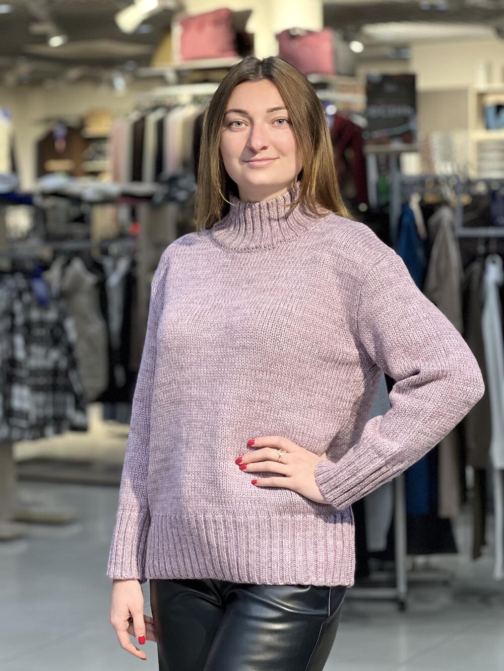 Светр LP 2846 подовжений вільна горловина ліловий, 42-44