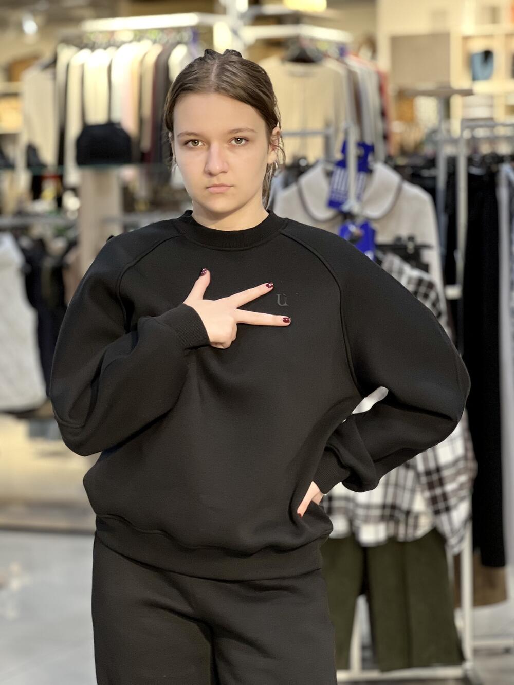 Світшот LP LC044s реглан декоративний шов чорний, XS