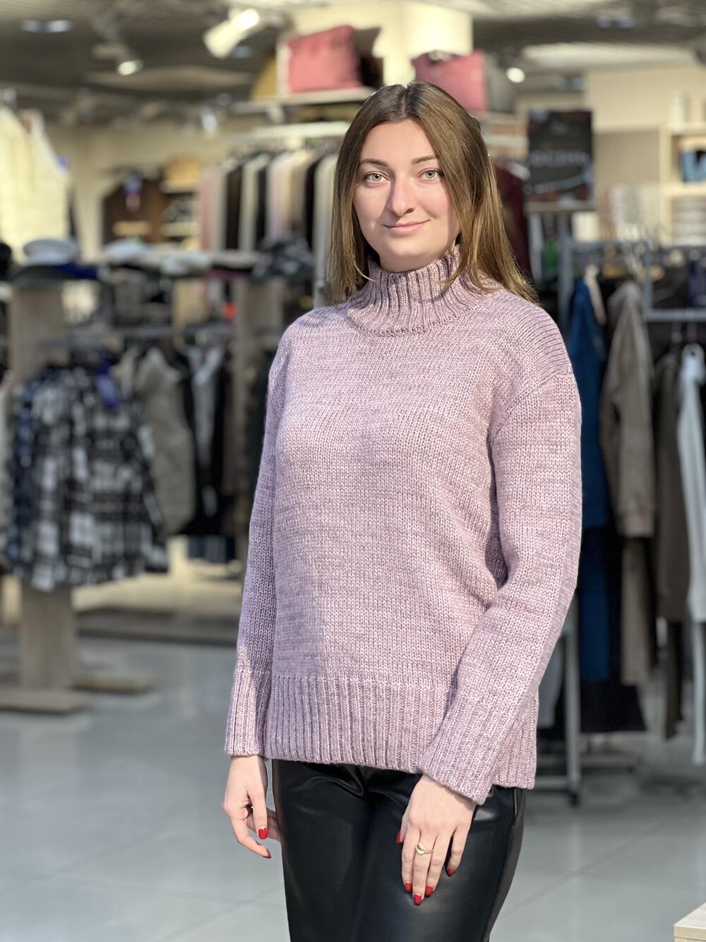 Светр LP 2846 подовжений вільна горловина ліловий, 42-44