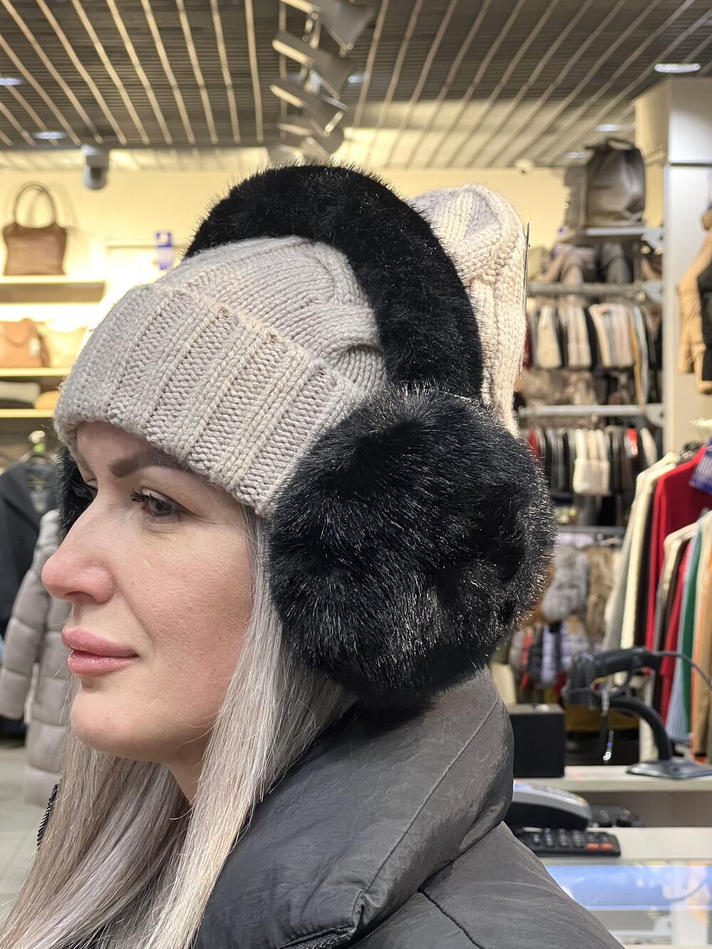 Навушники хутро НОРКА підпал чорний