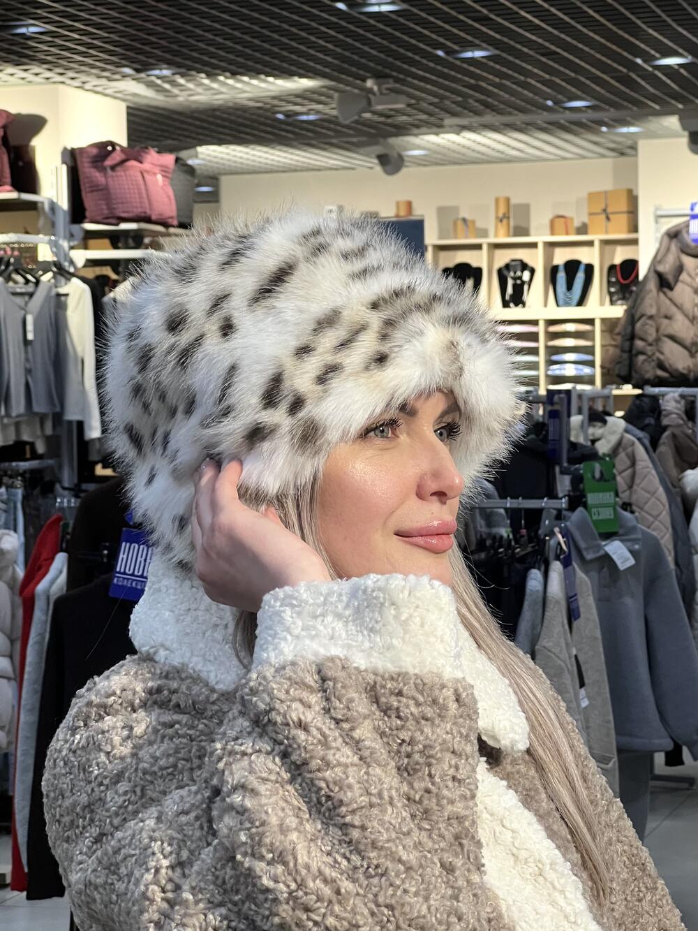 Шапка Malisa ЛІЗЗІ леопард штучне хутро бежевий/коричневий