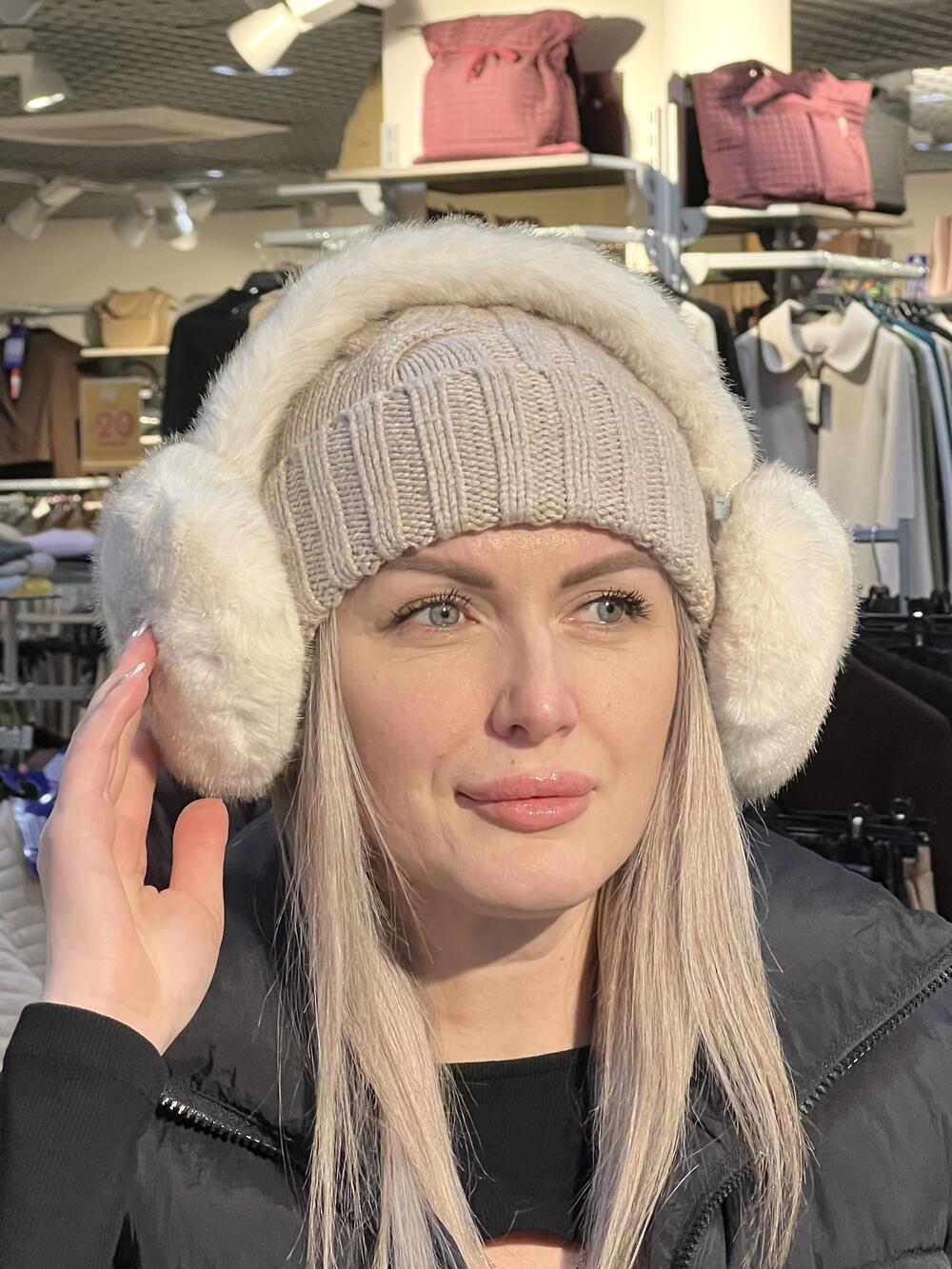 Навушники хутро НОРКА підпал молочний