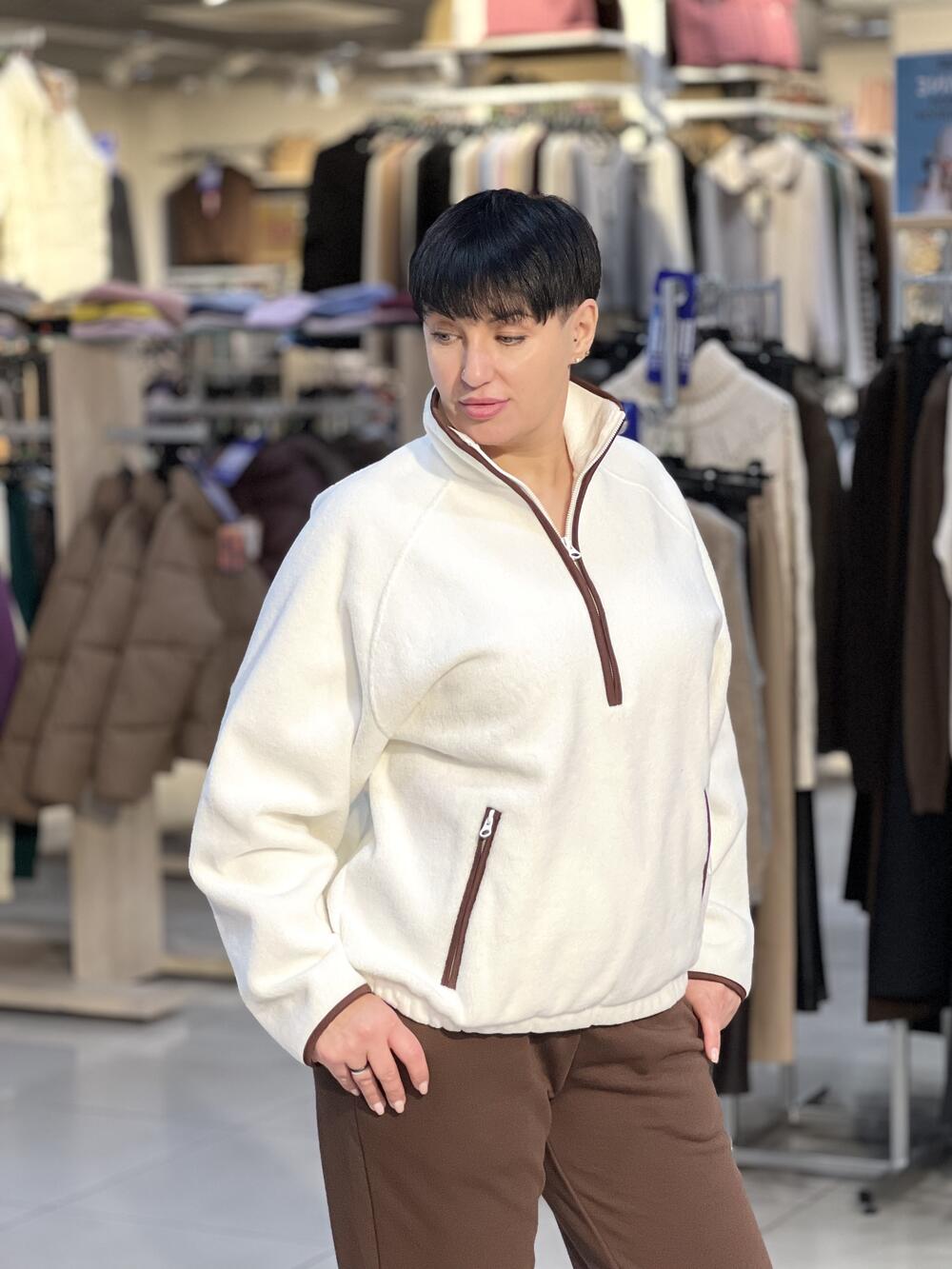 Світшот зіп-халф LP LC052f д/р коротка блискавка фліс молочний, XS