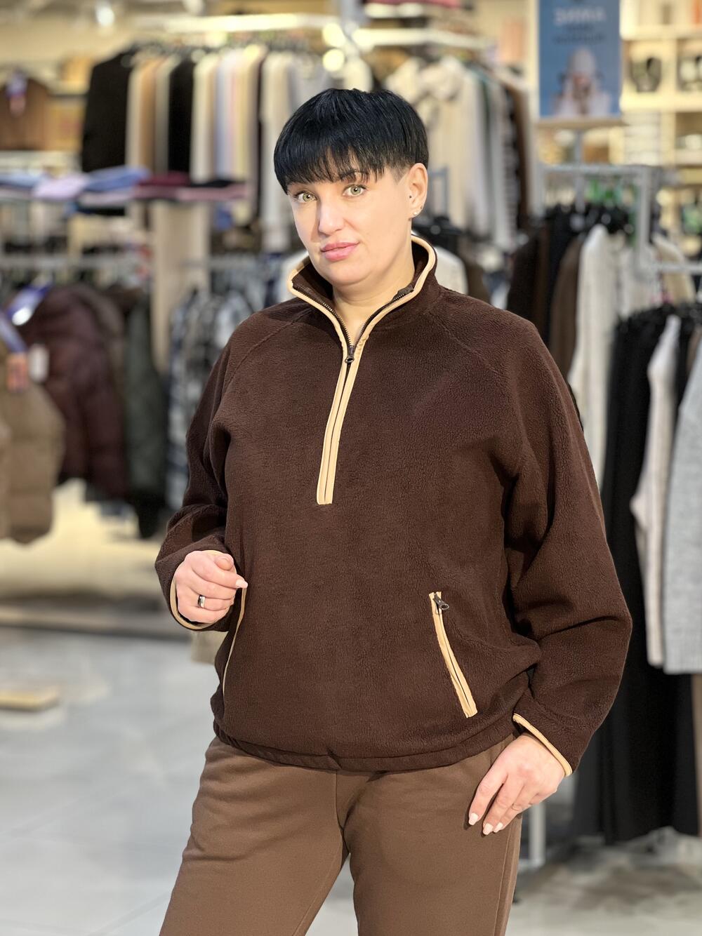 Світшот зіп-халф LP LC052f д/р коротка блискавка фліс шоколад, L