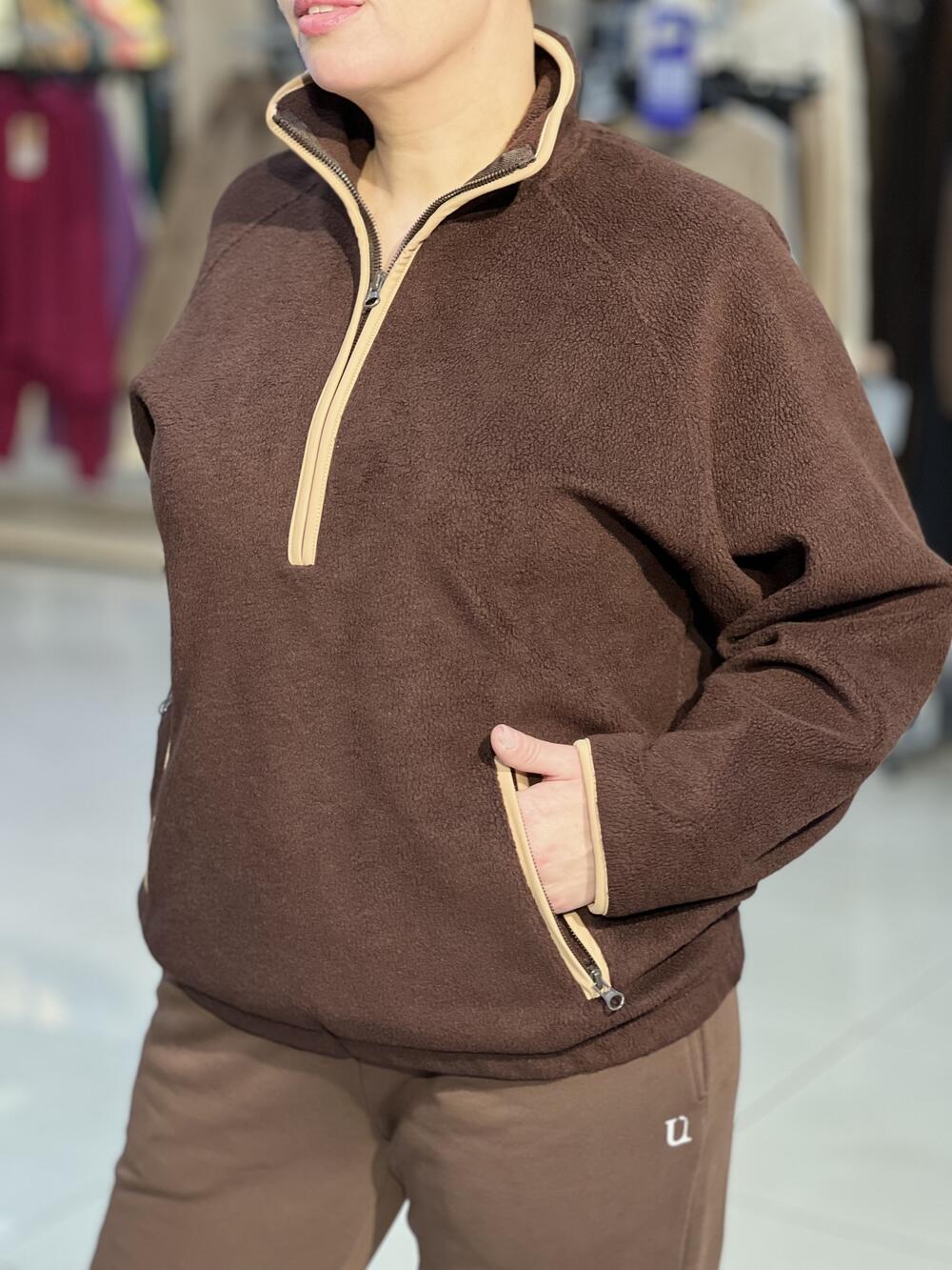 Світшот зіп-халф LP LC052f д/р коротка блискавка фліс шоколад, XS