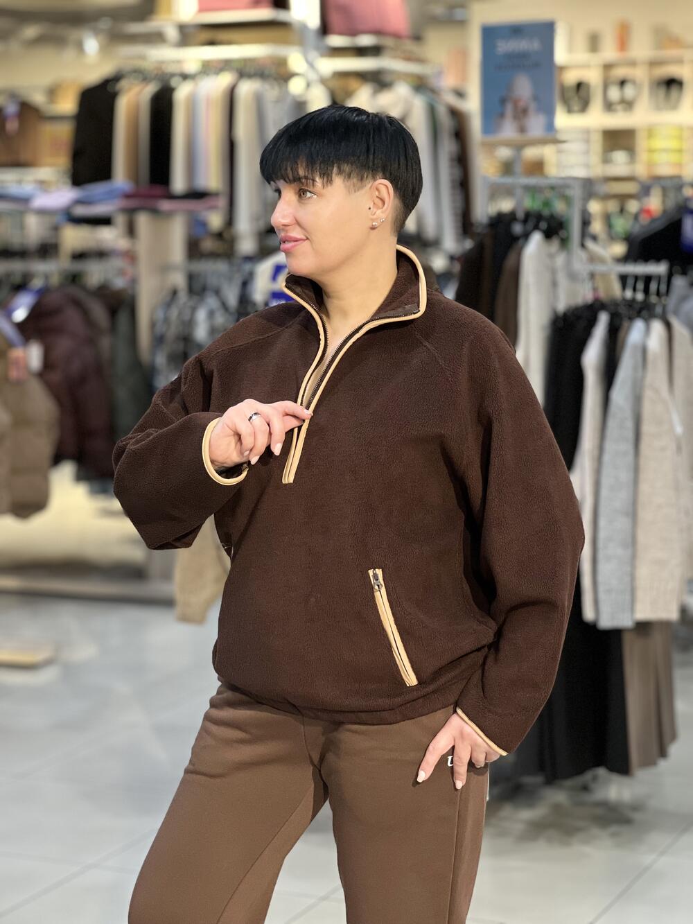 Світшот зіп-халф LP LC052f д/р коротка блискавка фліс шоколад, XS