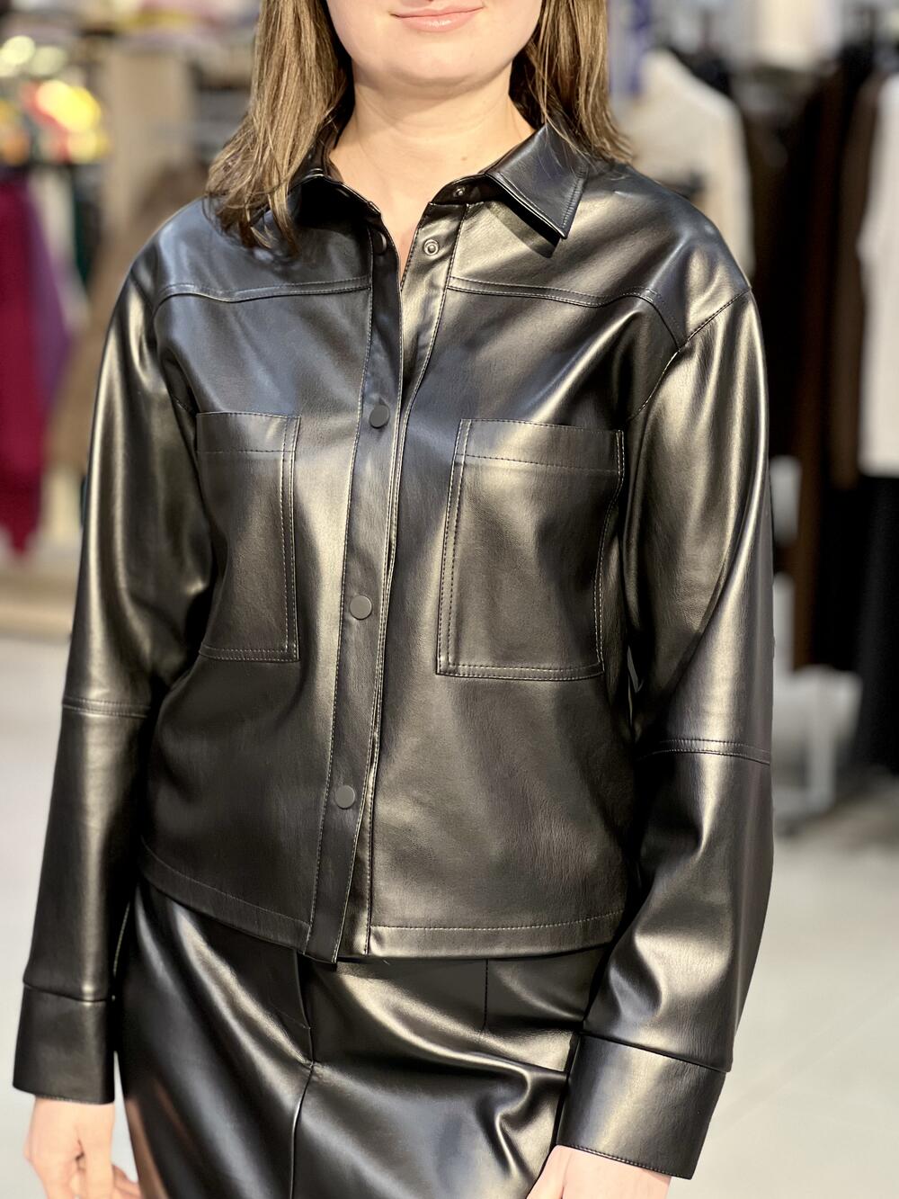 Сорочка LP 5094 екошкіра на замші коротка чорний, 38-44