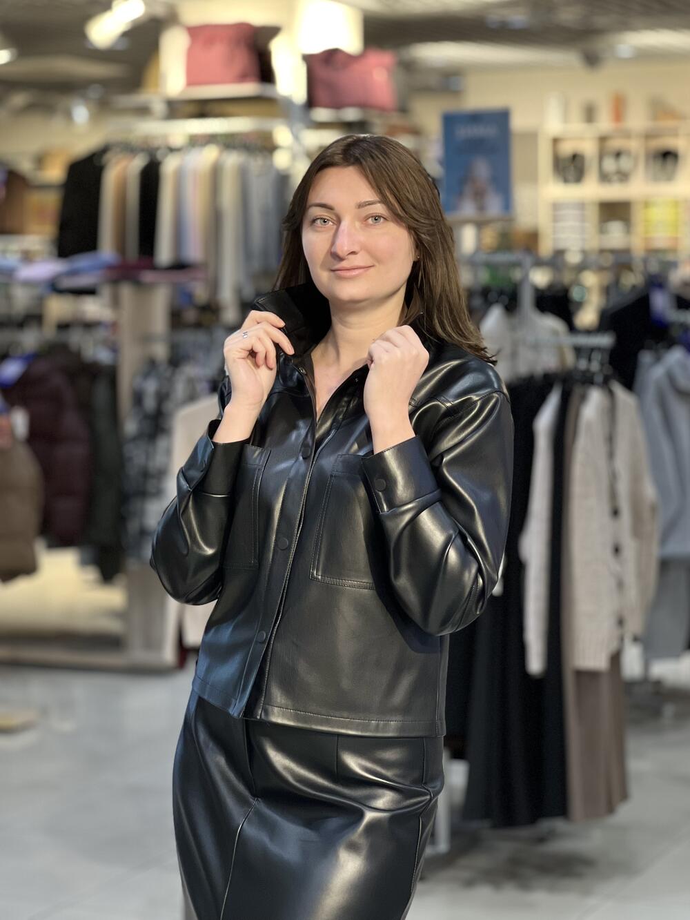 Сорочка LP 5094 екошкіра на замші коротка чорний, 44-50