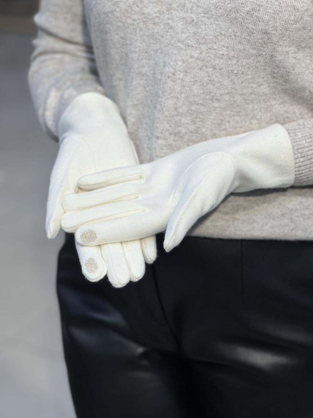 Рукавички RONAERDO КАШЕМІР пустишка сенсор молочний