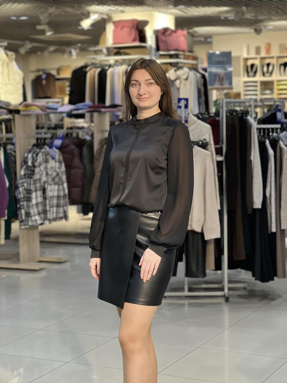 Блуза LK 5100 д/р шовк-армані чорний, 40-46