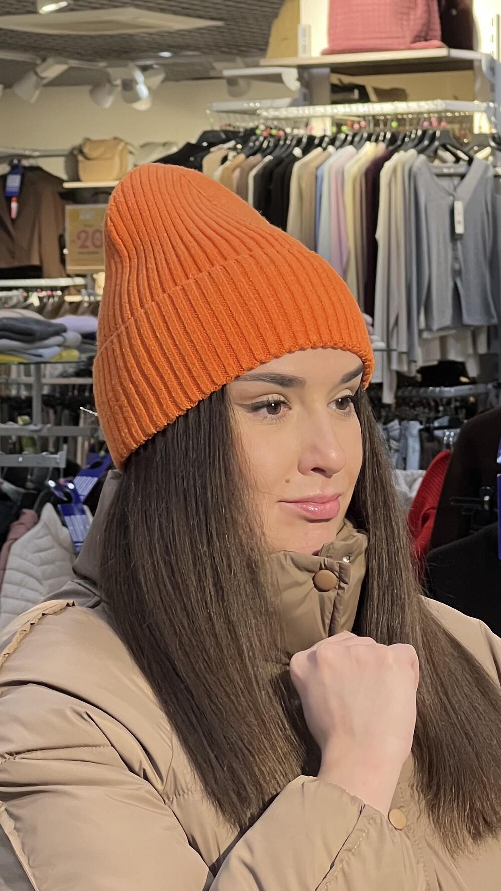 Шапка біні кашемір базова помаранчевий