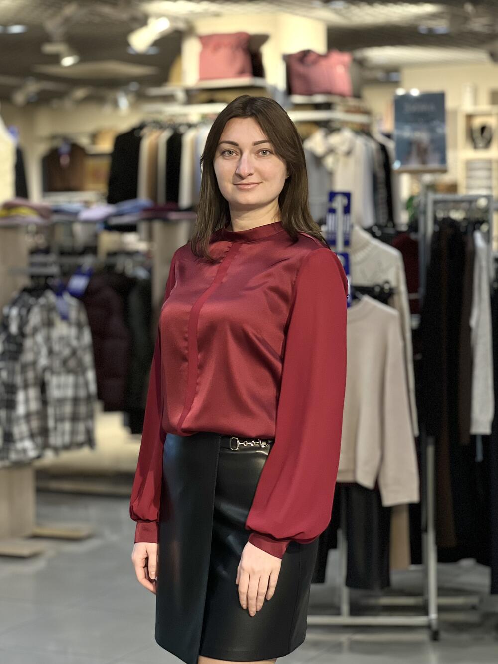 Блуза LK 5100 д/р шовк-армані бордовий, 46-52