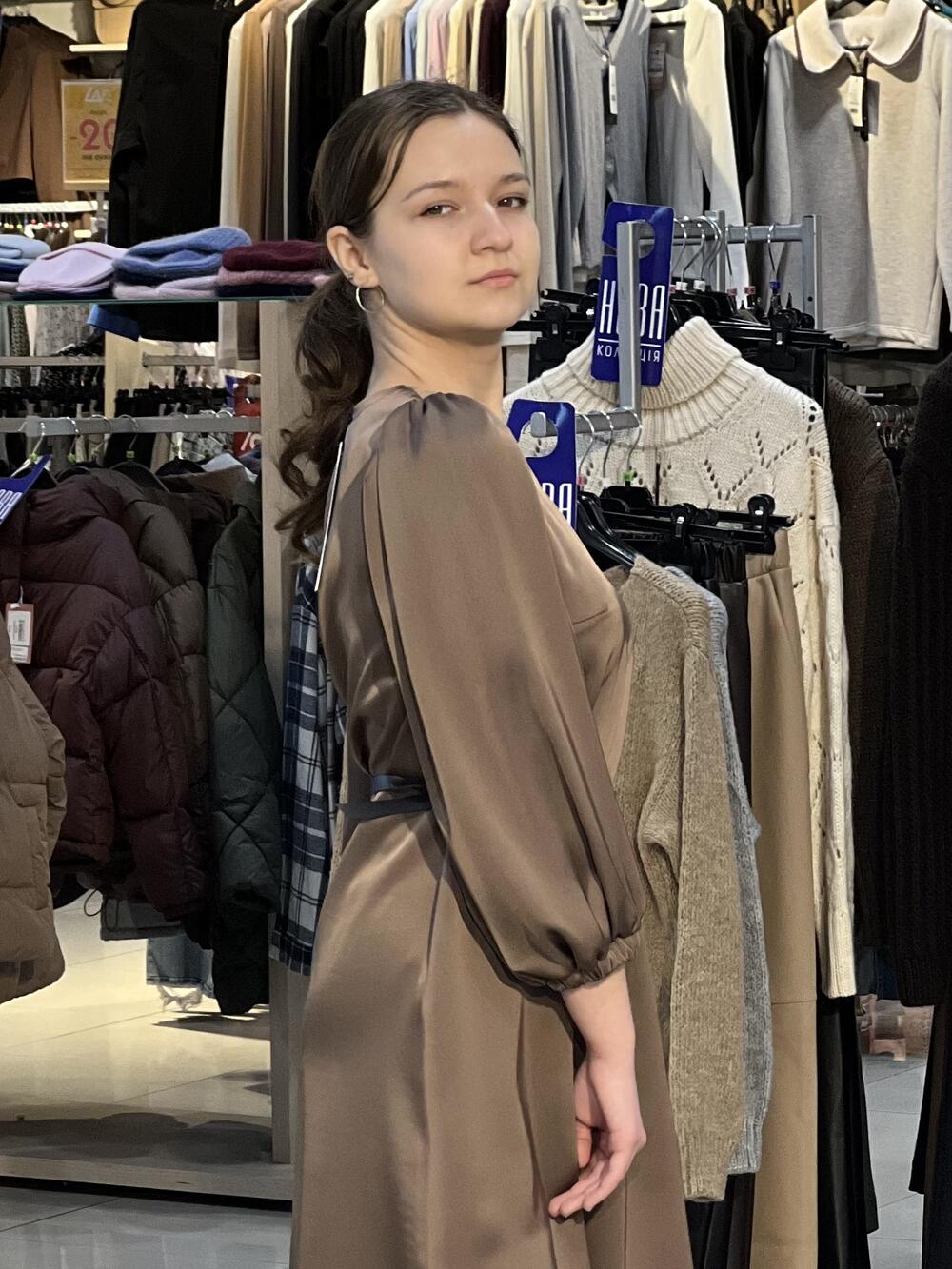 Сукня LP 7113 коротка атлас молочний шоколад, 44-50