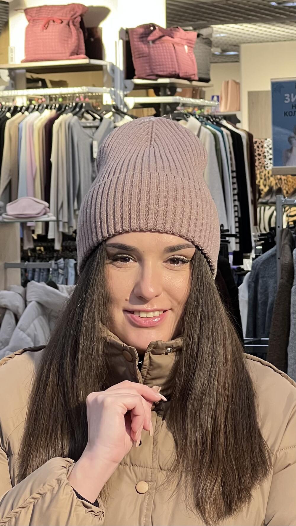 Шапка біні кашемір базова капучино