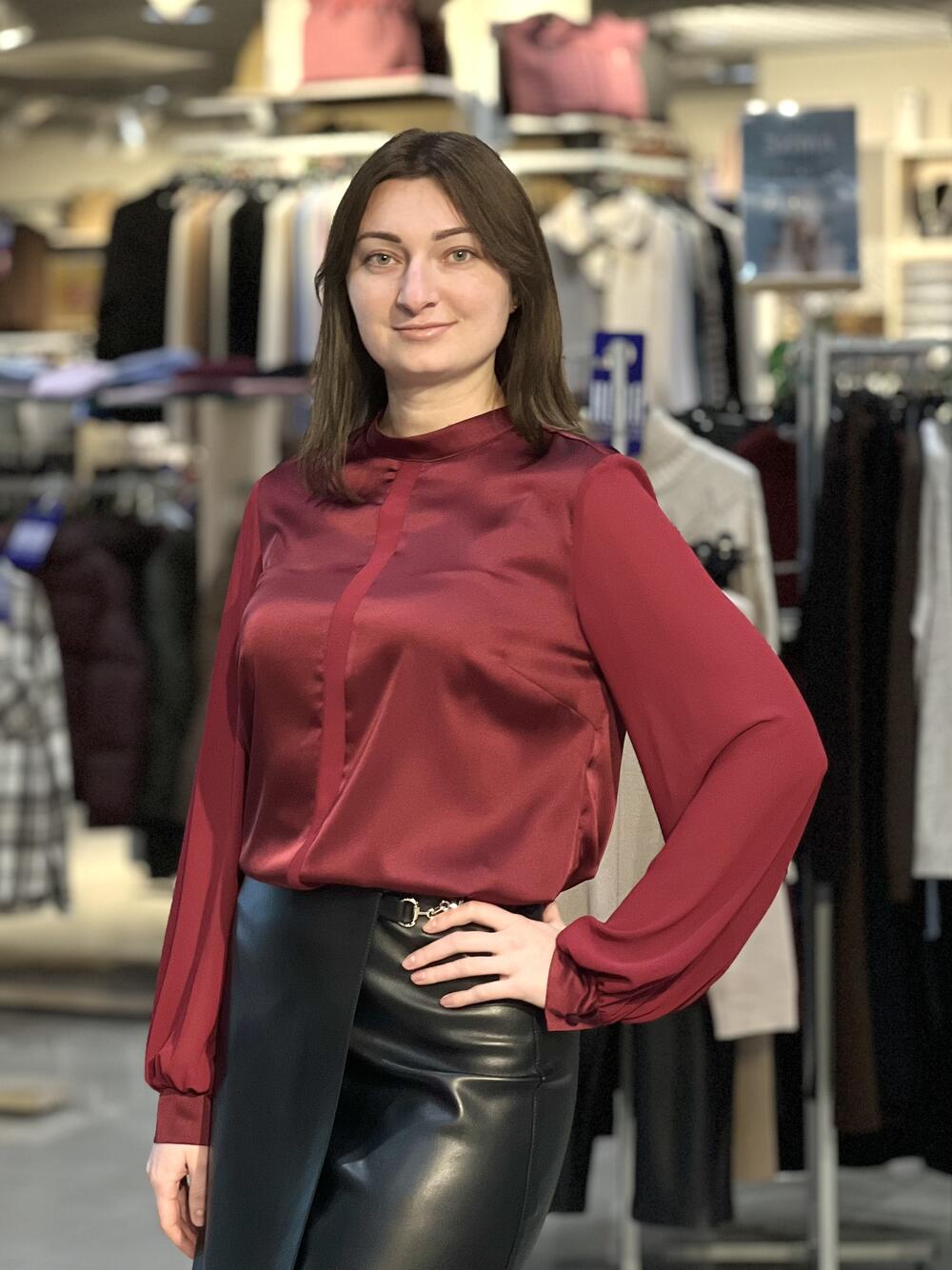 Блуза LK 5100 д/р шовк-армані бордовий, 44-50