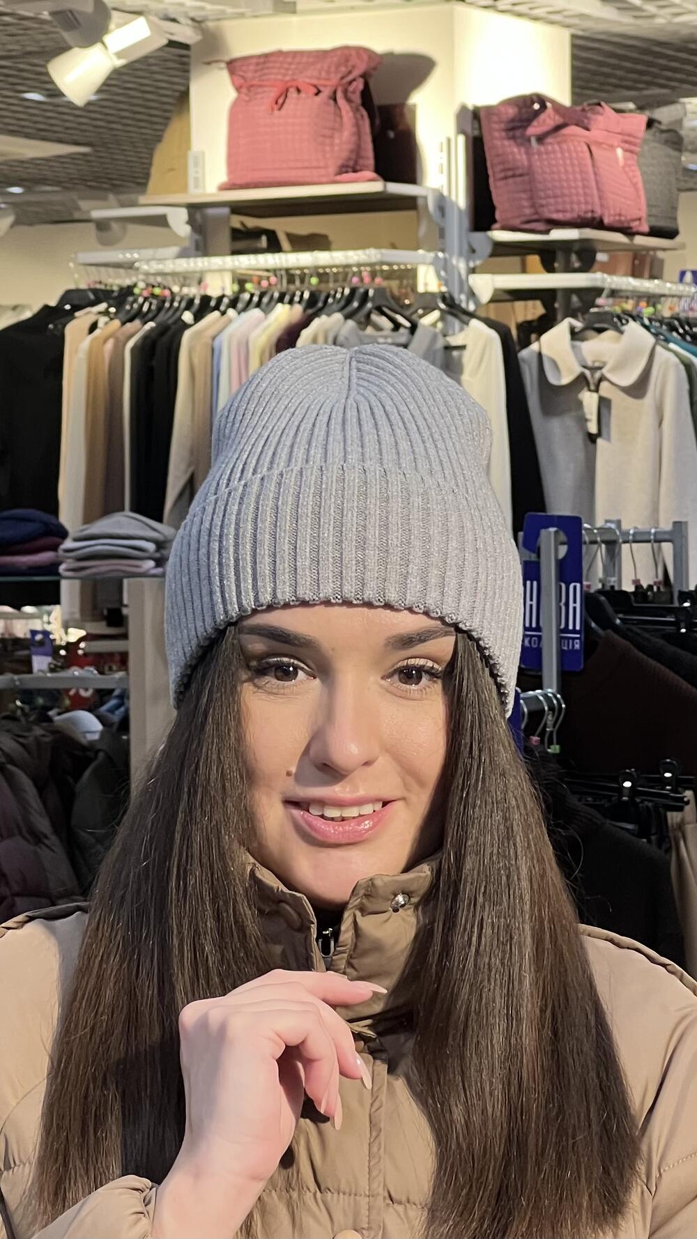 Шапка біні кашемір базова сірий