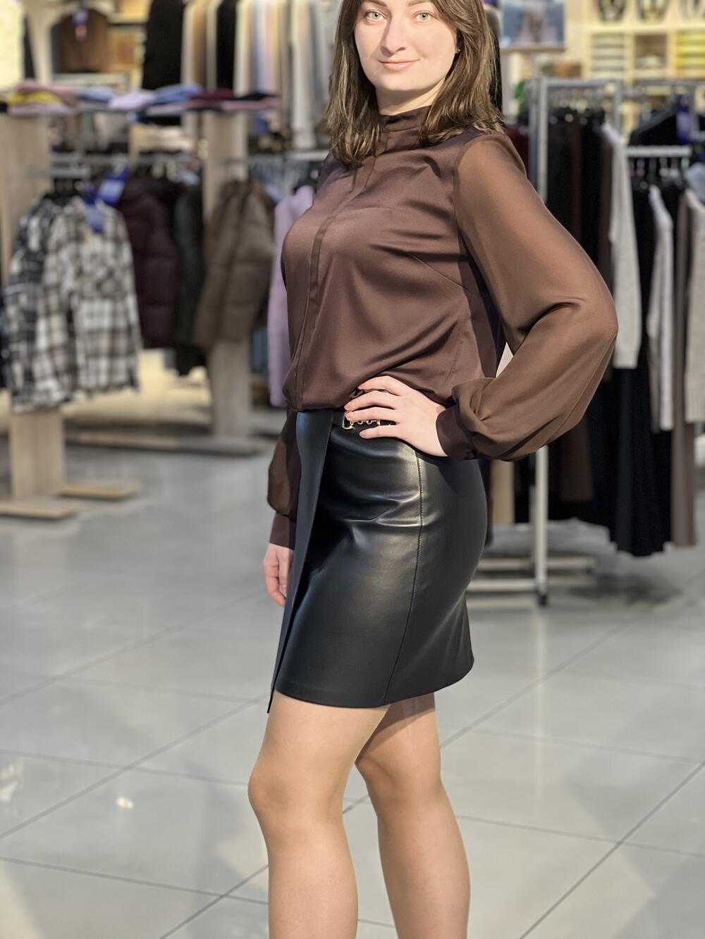 Спідниця LK 1315 екошкіра на замші чорний, 40-46