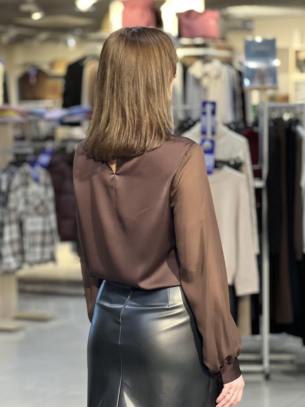 Блуза LK 5100 д/р шовк-армані т.шоколад, 46-52