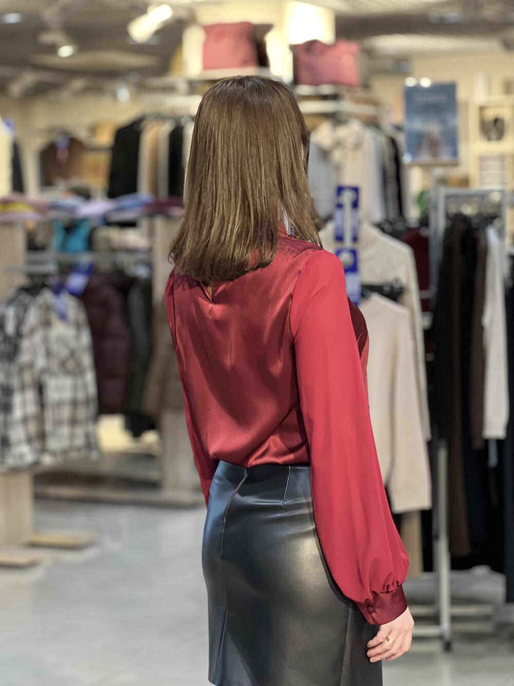 Блуза LK 5100 д/р шовк-армані бордовий, 38-44