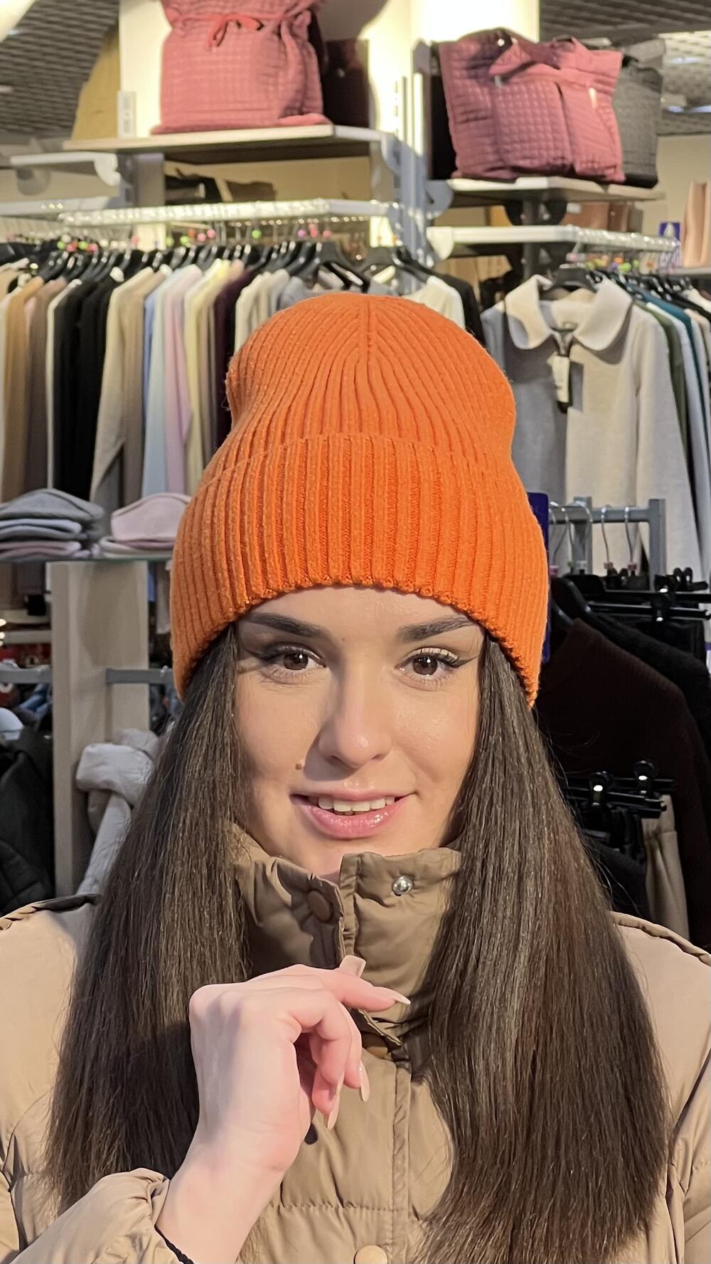 Шапка біні кашемір базова помаранчевий