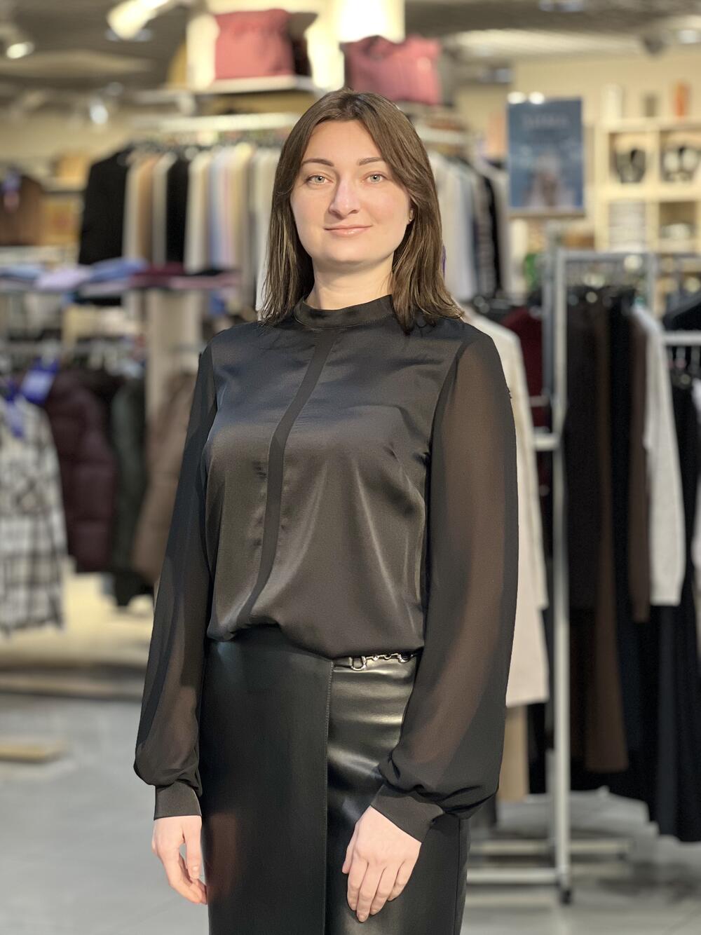 Блуза LK 5100 д/р шовк-армані чорний, 42-48