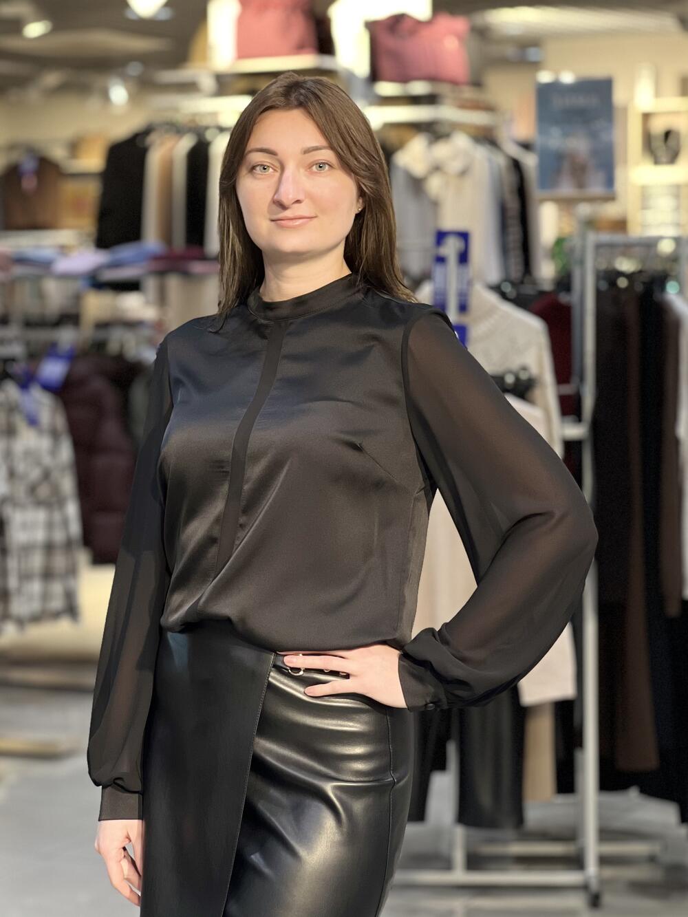 Блуза LK 5100 д/р шовк-армані чорний, 40-46