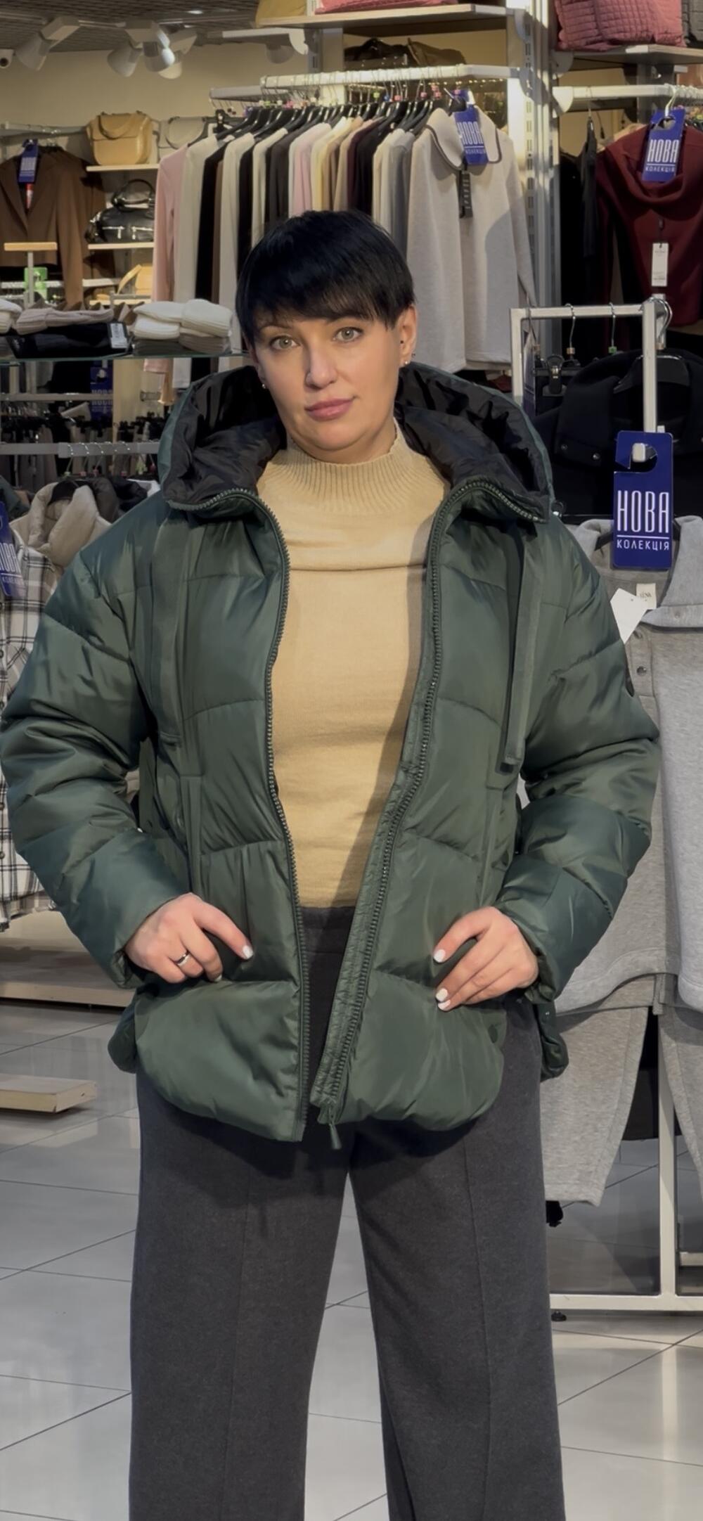 Куртка-пуховик LP L06055 J-LAVEO стьобана зелений, L