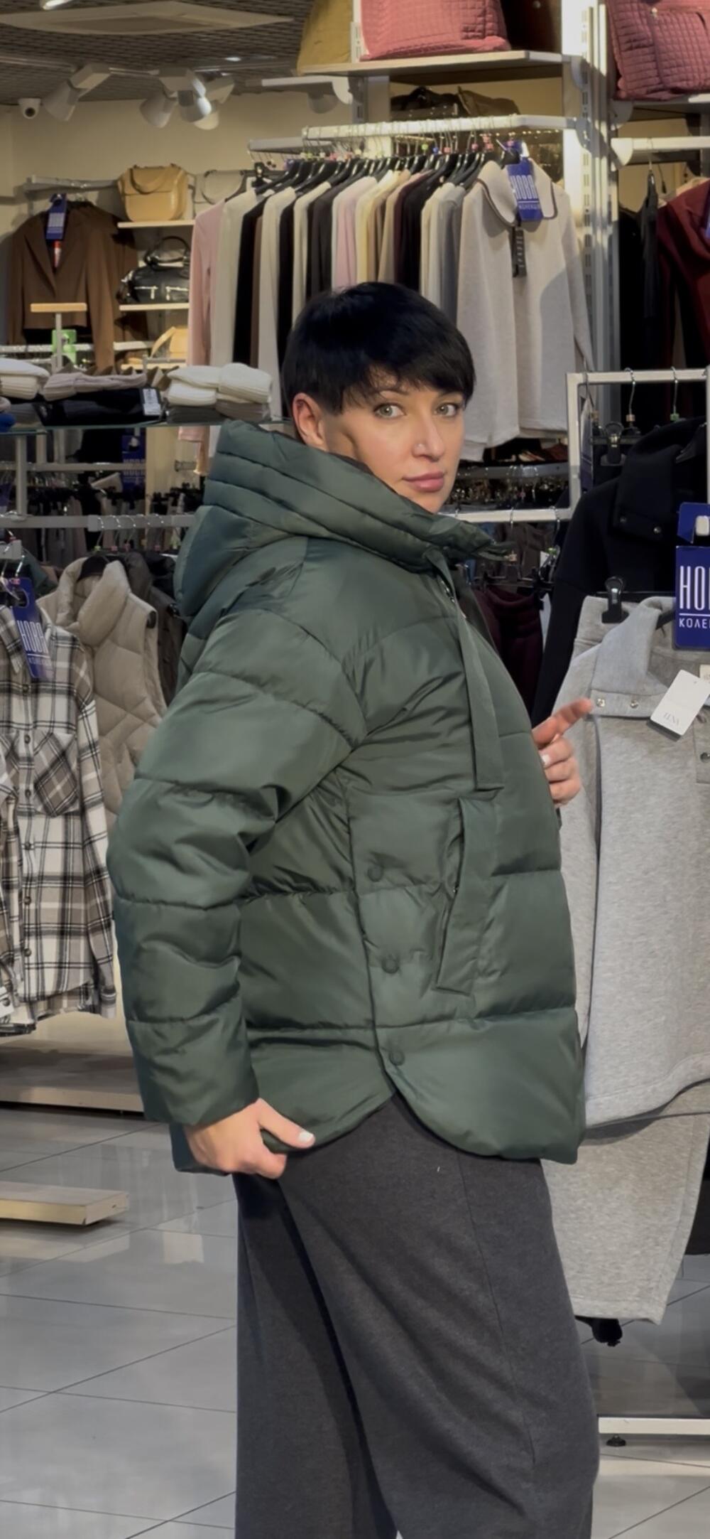 Куртка-пуховик LP L06055 J-LAVEO стьобана зелений, XS