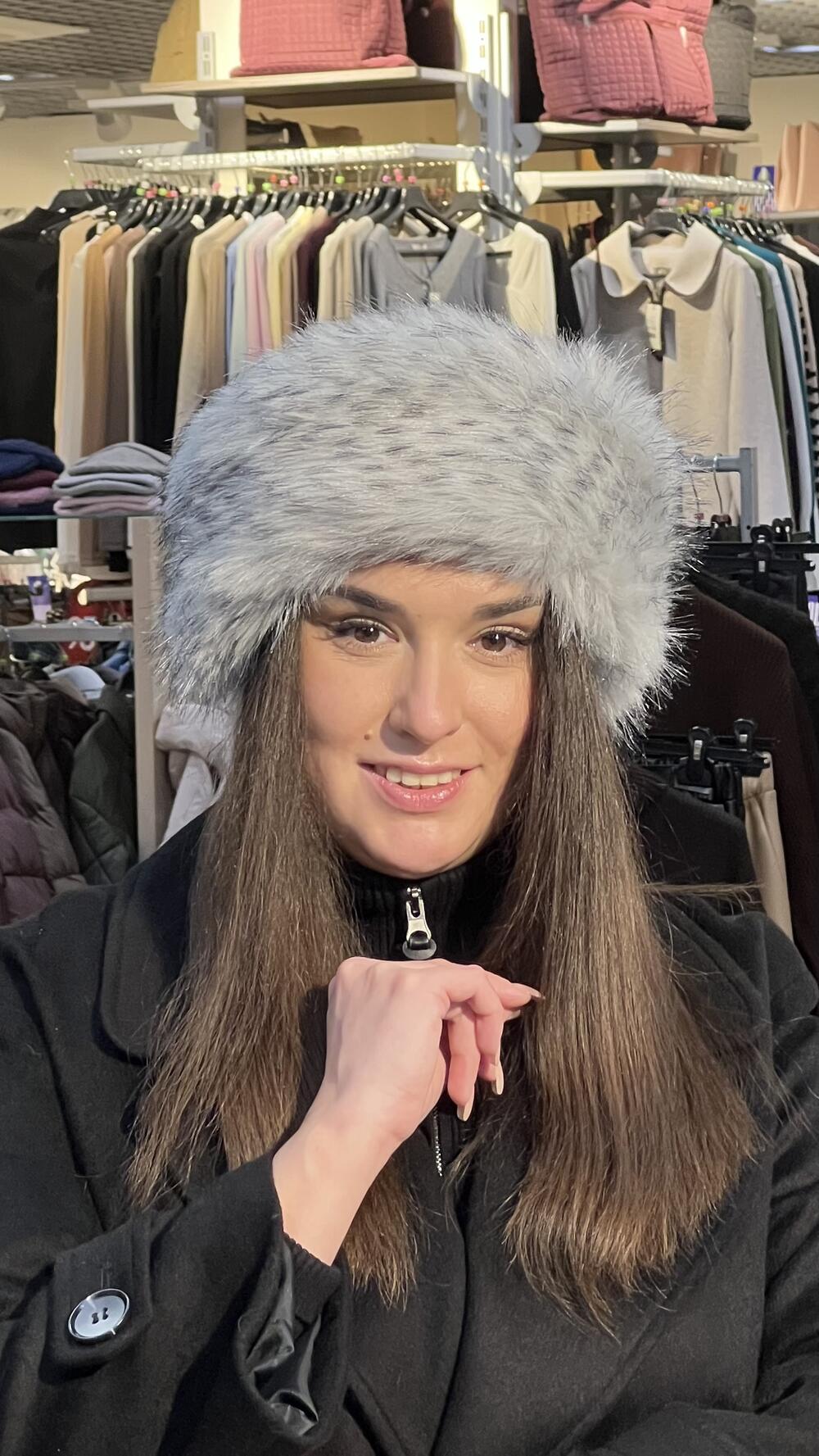 Пов'язка ЛАВЕРНА з штучного хутра св.сірий/чорний