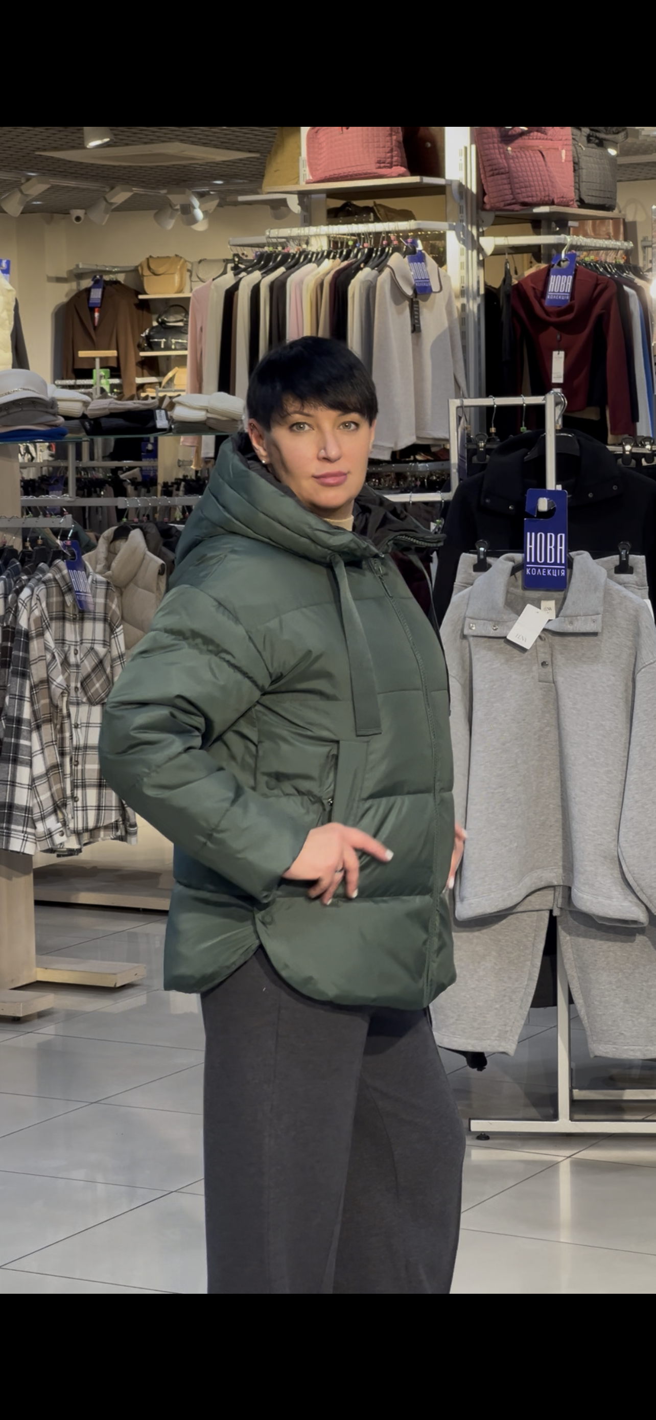 Куртка-пуховик LP L06055 J-LAVEO стьобана зелений, XS