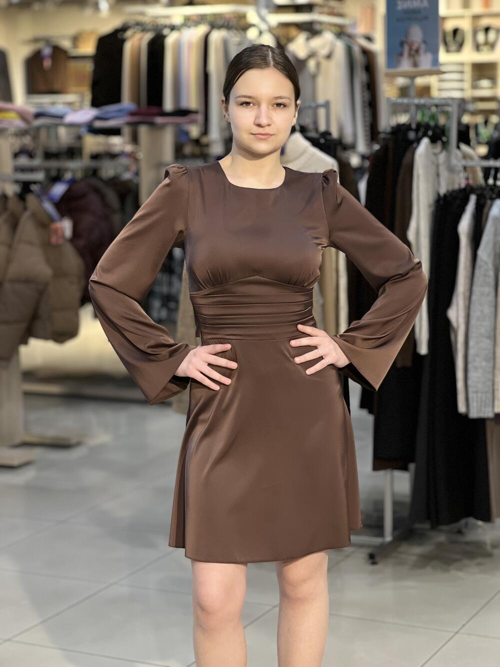 Сукня LP 919 д/р коротке шоколад, 36-42