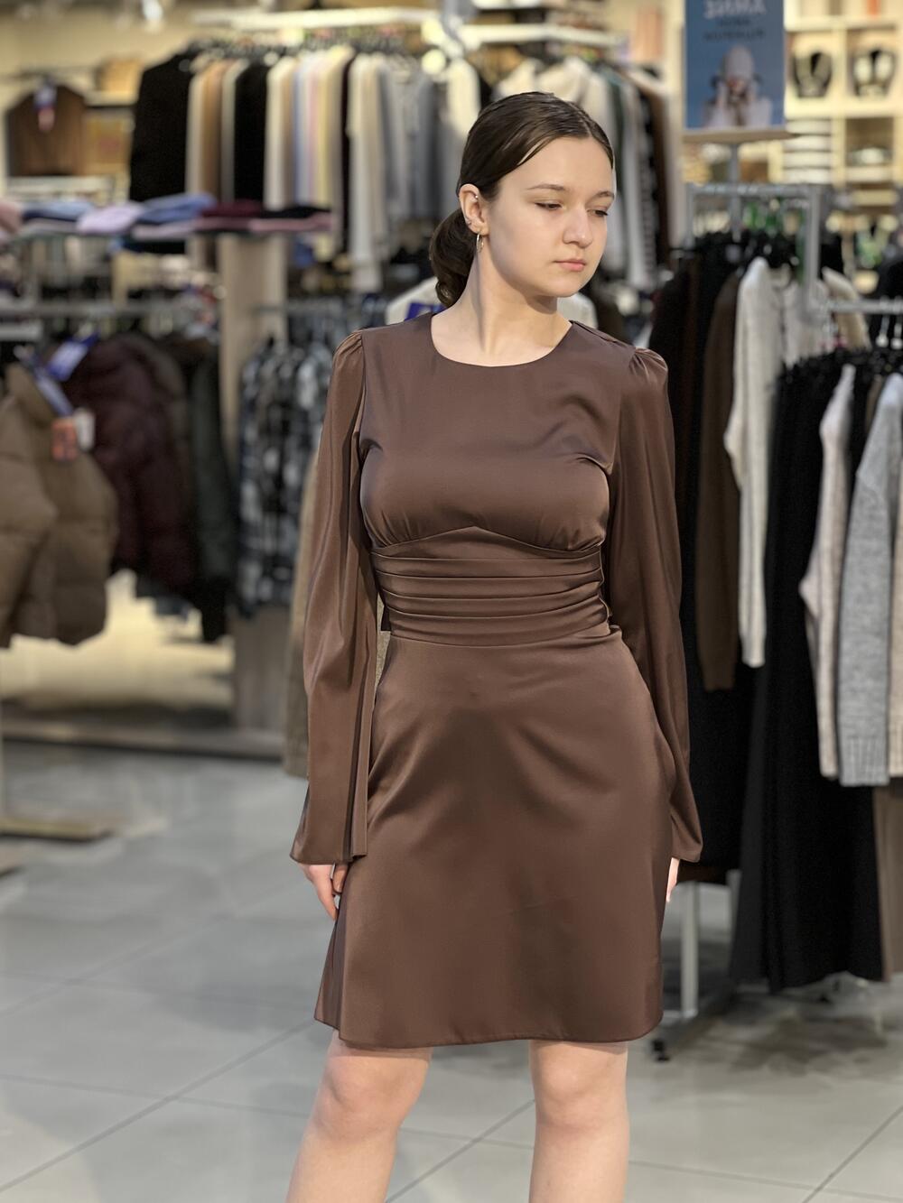 Сукня LP 919 д/р коротке шоколад, 36-42