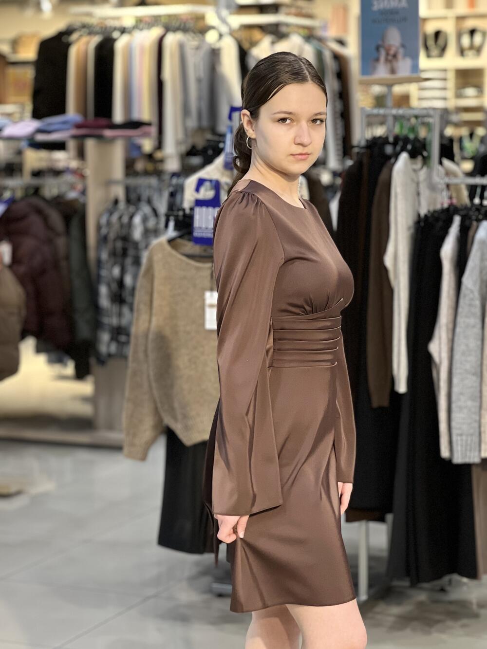 Сукня LP 919 д/р коротке шоколад, 40-46