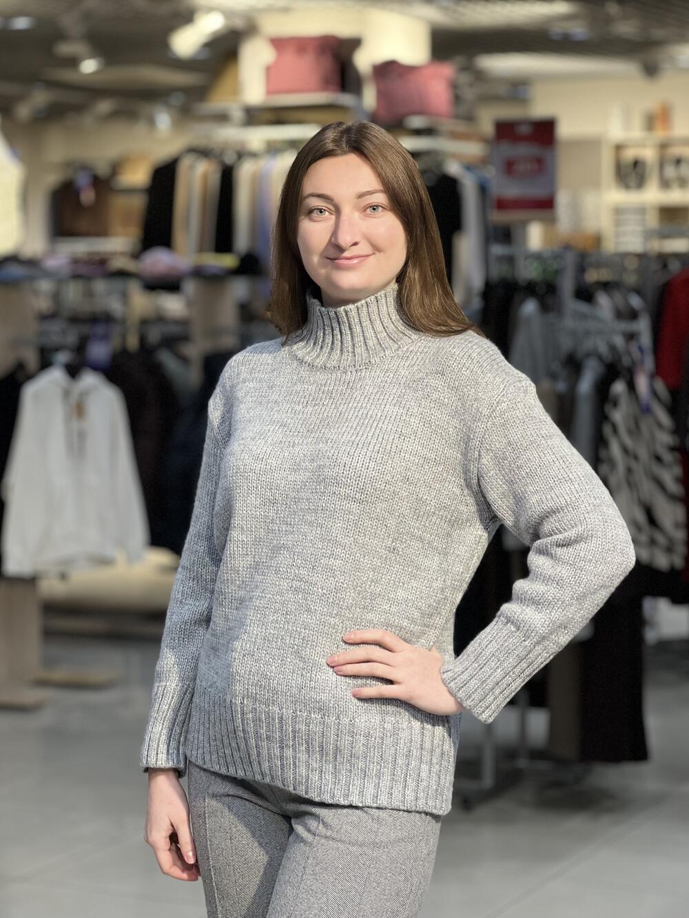 Светр LP 2846 подовжений вільна горловина сірий, 46-48