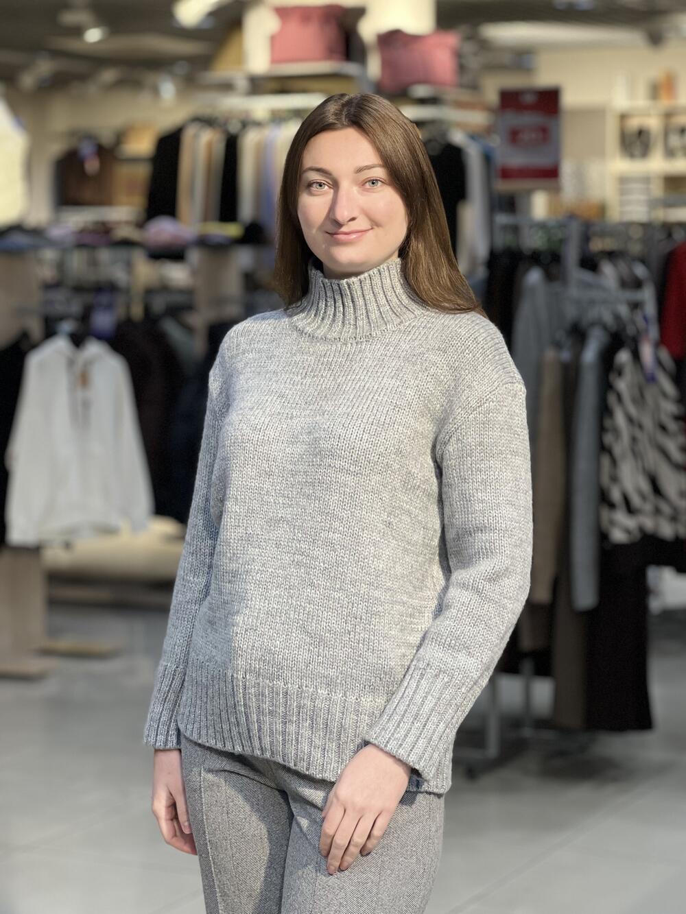 Светр LP 2846 подовжений вільна горловина сірий, 42-44