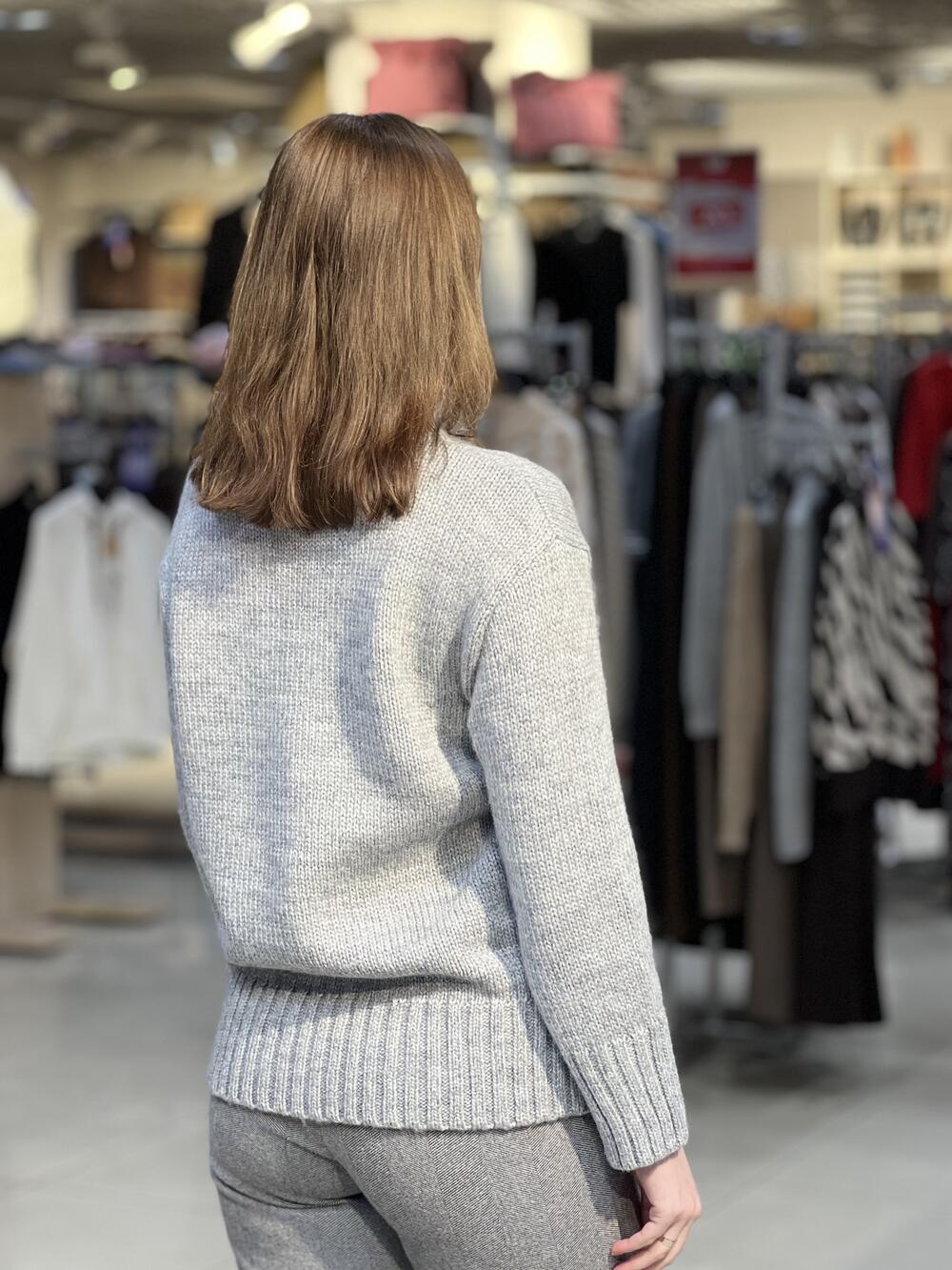 Светр LP 2846 подовжений вільна горловина сірий, 46-48