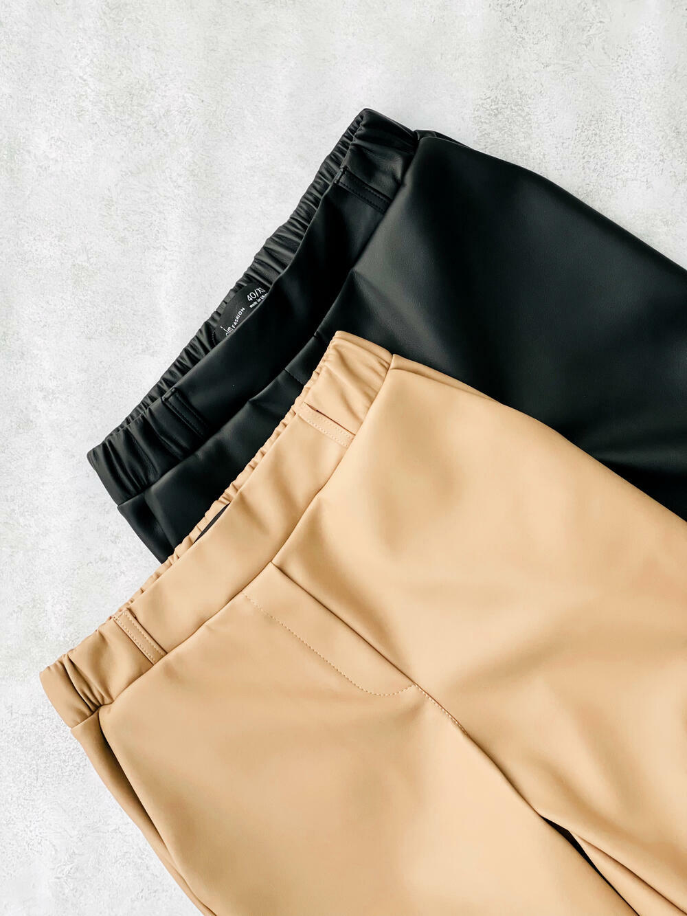 Брюки LP 23 SIM екошкіра на замші мом бежевий, 46/L