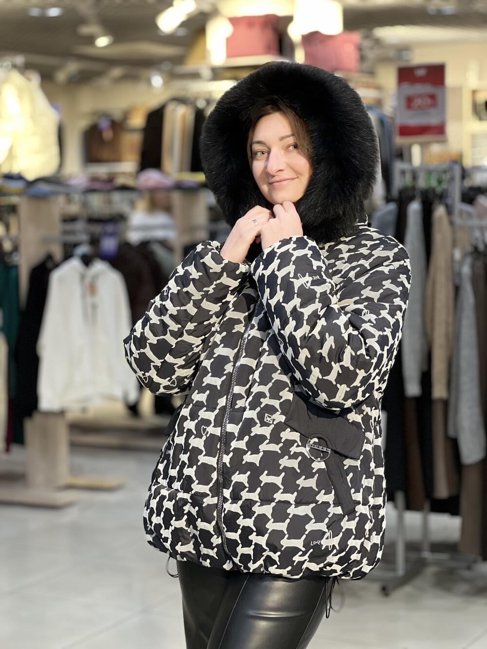 Куртка QC 680 зайці зима чорний, 56