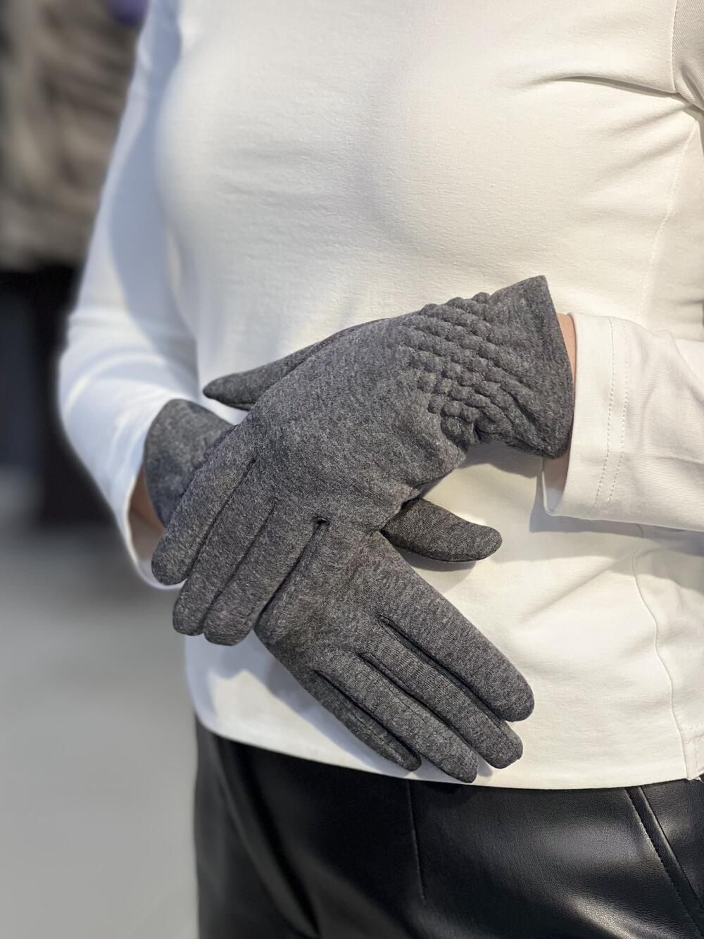 Рукавички трикотажні короткі утяжка сірий