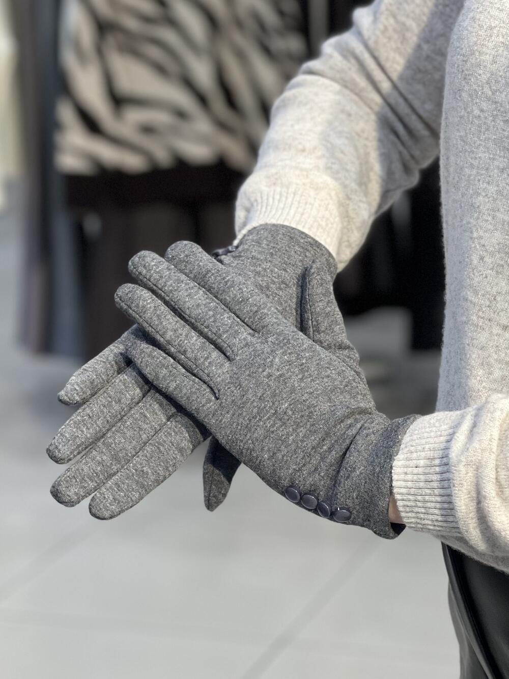 Рукавички трикотажні короткі гудзики сірий