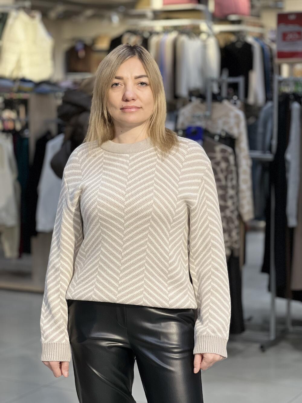 Джемпер LP 2821 шеврон натуральний з молочним, 42-44