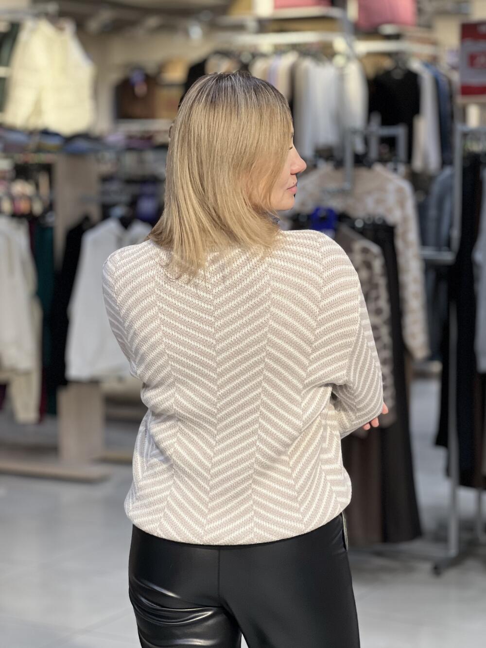 Джемпер LP 2821 шеврон натуральний з молочним, 46-48