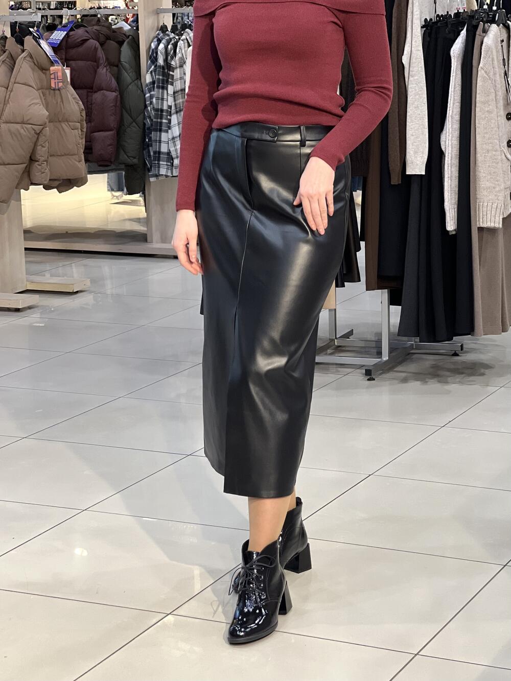 Спідниця LM R@Y 09 довга екошкіра чорний, 46/L