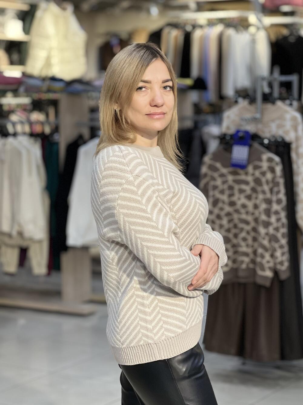 Джемпер LP 2821 шеврон натуральний з молочним, 42-44