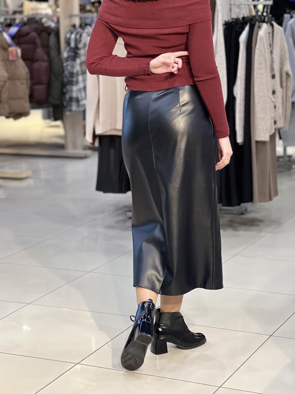 Спідниця LM R@Y 09 довга екошкіра чорний, 42/S