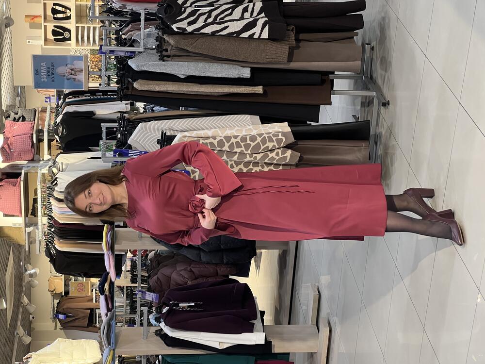 Сукня LP 1035 д/р королівський атлас квітка бургунді, 44-50