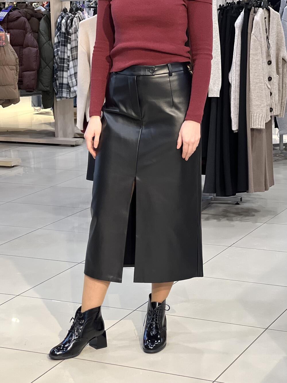 Спідниця LM R@Y 09 довга екошкіра чорний, 42/S