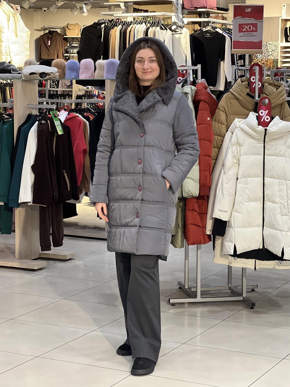 Пальто QA GT 8746-4 баранчик зима сірий, 48