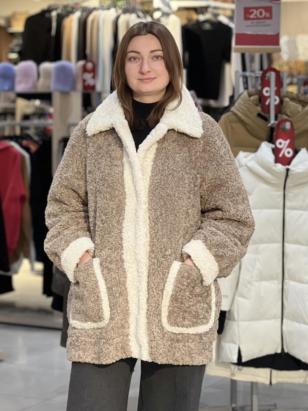 Шубка LJ 761 баранчик середня капучино, 44-50