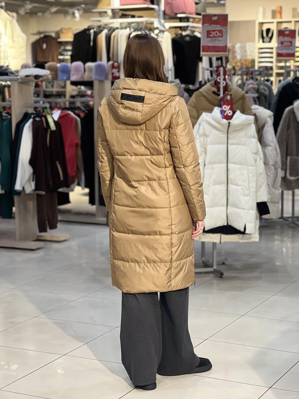 Пальто LM J-MONACO довге стьобане з капюшоном пісок, XL